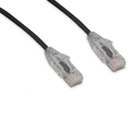 C6-BK-SCB-3-ENC CAT6 Black 3 Foot Slim 28AWG w/Clear Snagless Molded Boot (UTP) HQ Network Patch Cable
