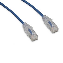 C6-BL-SCB-1-ENC CAT6 Blue 1 Foot Slim 28AWG w/Clear Snagless Molded Boot (UTP) HQ Network Patch Cable