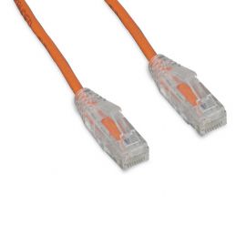 C6-OR-SCB-1-ENC CAT6 Orange 1 Foot Slim 28AWG w/Clear Snagless Molded Boot (UTP) HQ Network Patch Cable