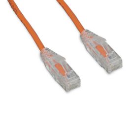 C6-OR-SCB-8-ENC CAT6 Orange 8 Foot Slim 28AWG w/Clear Snagless Molded Boot (UTP) HQ Network Patch Cable