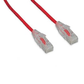 C6-RD-SCB-8-ENC CAT6 Red 8 Foot Slim 28AWG w/Clear Snagless Molded Boot (UTP) HQ Network Patch Cable