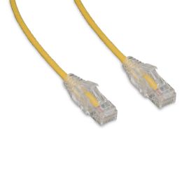 C6-YW-SCB-8-ENC CAT6 Yellow 8 Foot Slim 28AWG w/Clear Snagless Molded Boot (UTP) HQ Network Patch Cable