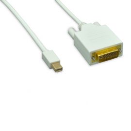 DVIM-MDPM-WH-15F DVI Male to Mini DisplayPort™ Male 32 AWG White Cable 15FT