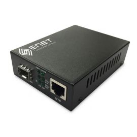 ENMC-FGET-SFP 1x 10/100/1000M Copper RJ45 to 1x 1000Base-X SFP Gigabit Ethernet��Fiber Media Converter Stand-Alone - Power Supply Included, Chassis/Rack Mountable with one SFP slot (without SFP)