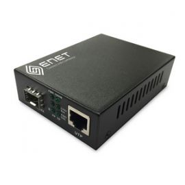 ENMC-FGET-SFP 1x 10/100/1000M Copper RJ45 to 1x 1000Base-X SFP Gigabit Ethernet��Fiber Media Converter Stand-Alone - Power Supply Included, Chassis/Rack Mountable with one SFP slot (without SFP)