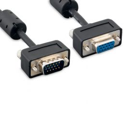MICSVGAM-MICSVGAF-50F Micro S-VGA HD 15 Male to Micro S-VGA HD 15 Female Slim Wire and Hood w/Ferrite Core 50FT Black Cable