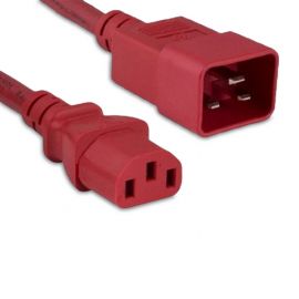 C13C20-RD-3F-ENC C13 to C20 Power Cord 250V 14 AWG 15A Red 3FT
